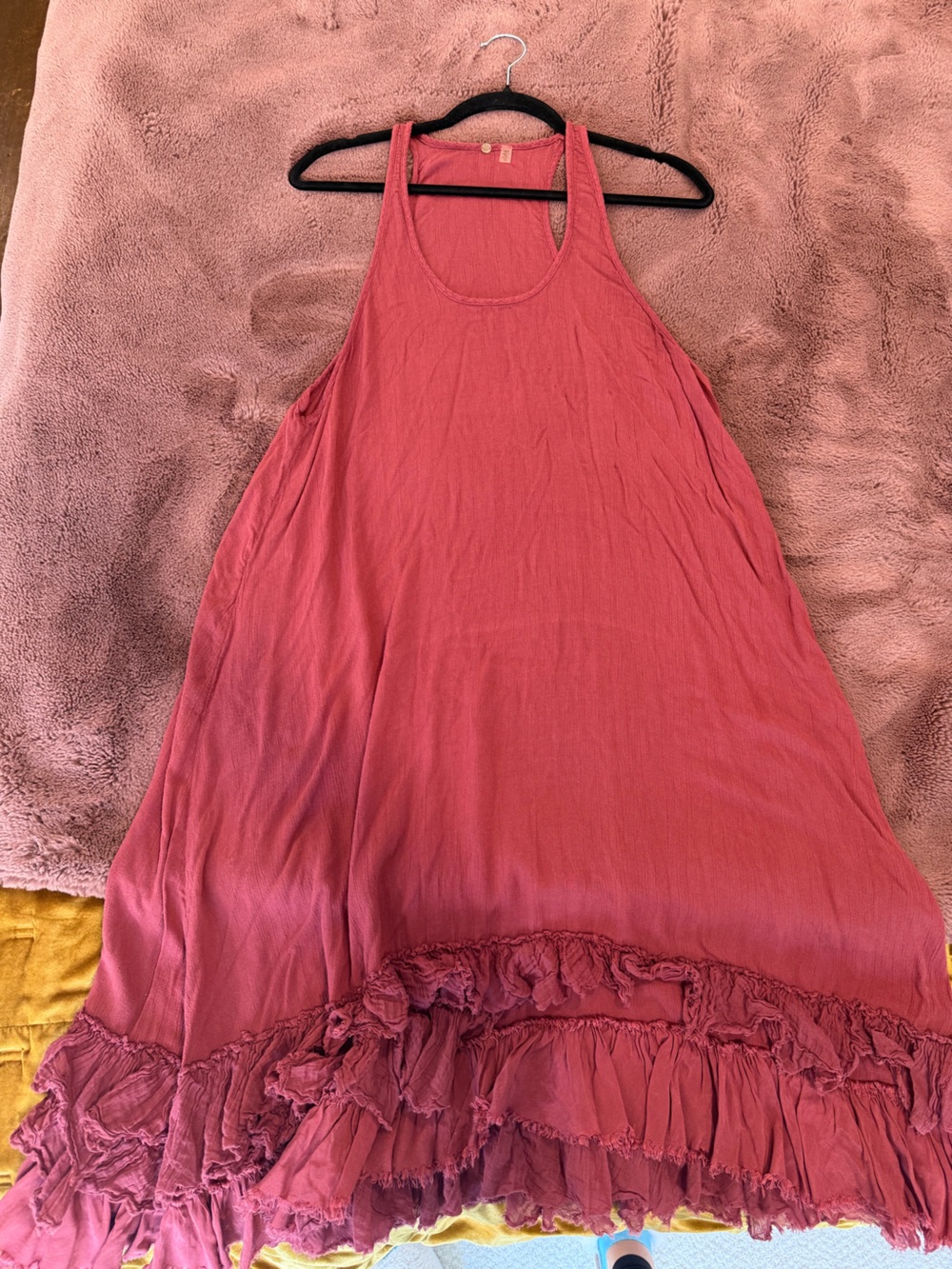 Rust Pink Ruffled Hem Tank Dress - Picture 3 of 6